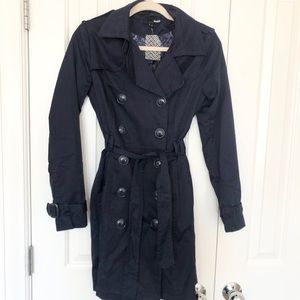 NWT H&M Navy Double Breasted Trench Coat
